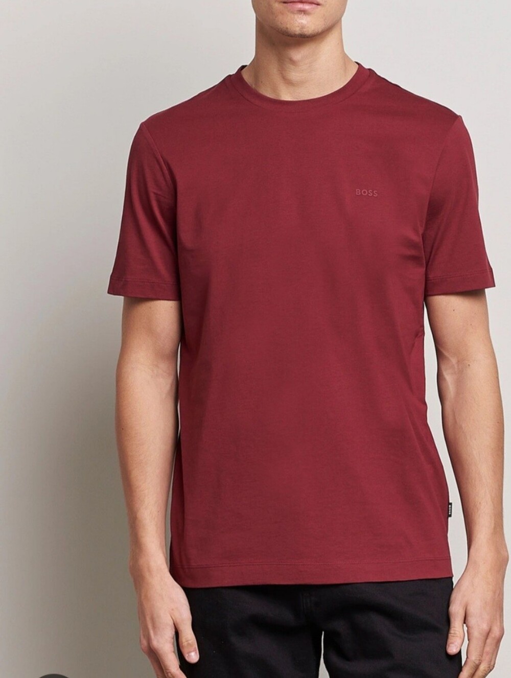 Boss 💎Short-Sleeve Crewneck T-Shirt in Burgundy Red
